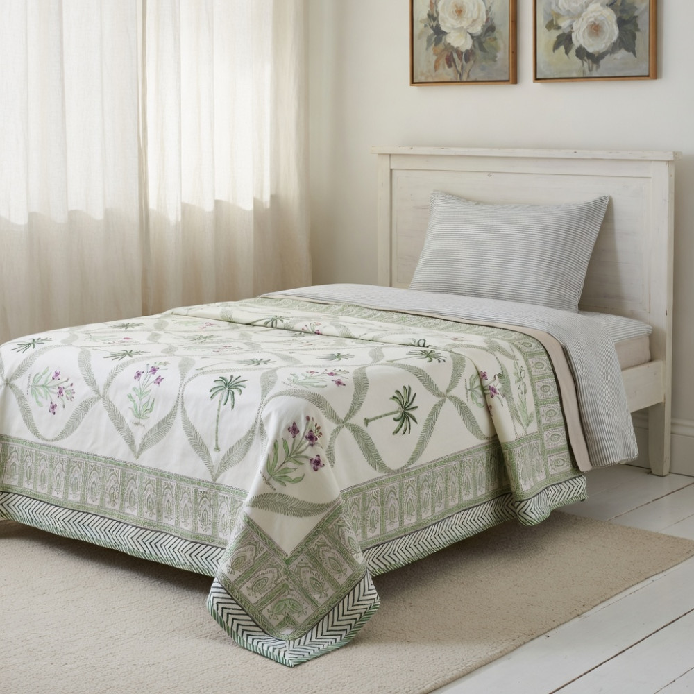 Image of Hand Block Printed Cotton Twin Size Dohar | 260522
