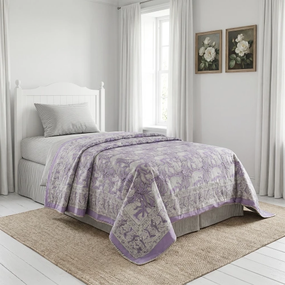 Image of Hand Block Printed Cotton Twin Size Dohar | 260527