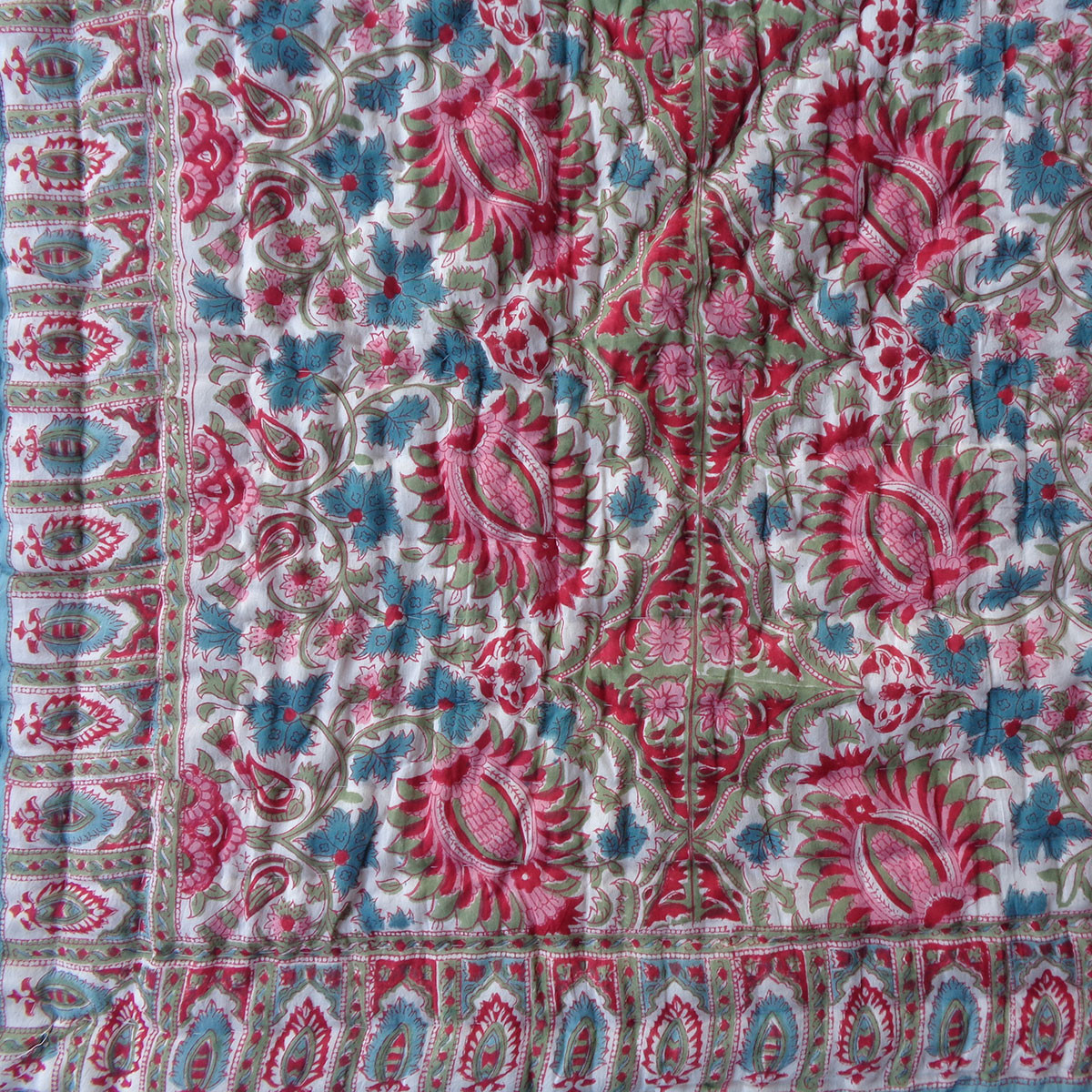 Baby Quilt for Toddler Hand Block Printed Bird Of Paradise Jade 906784