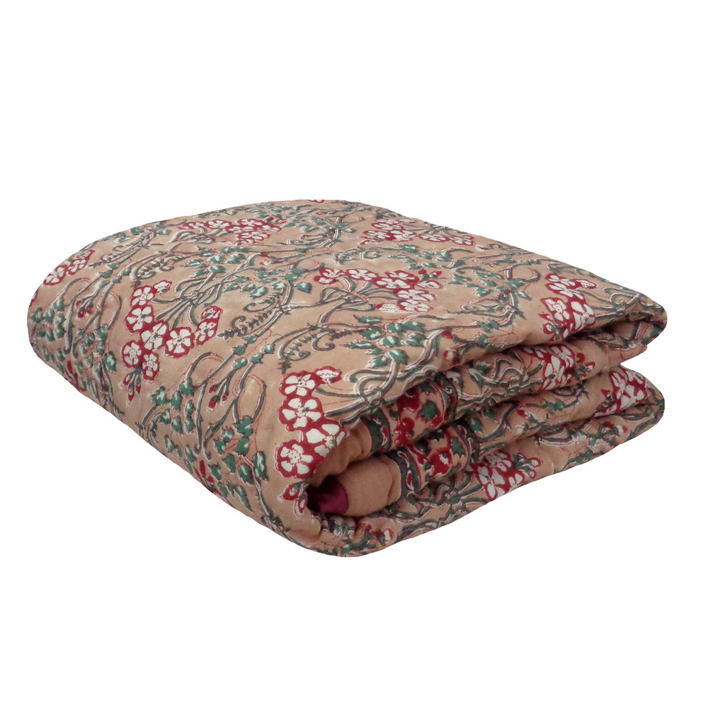 Baby Quilt for Toddler Hand Block Printed Raat Ki Rani Gud 102983