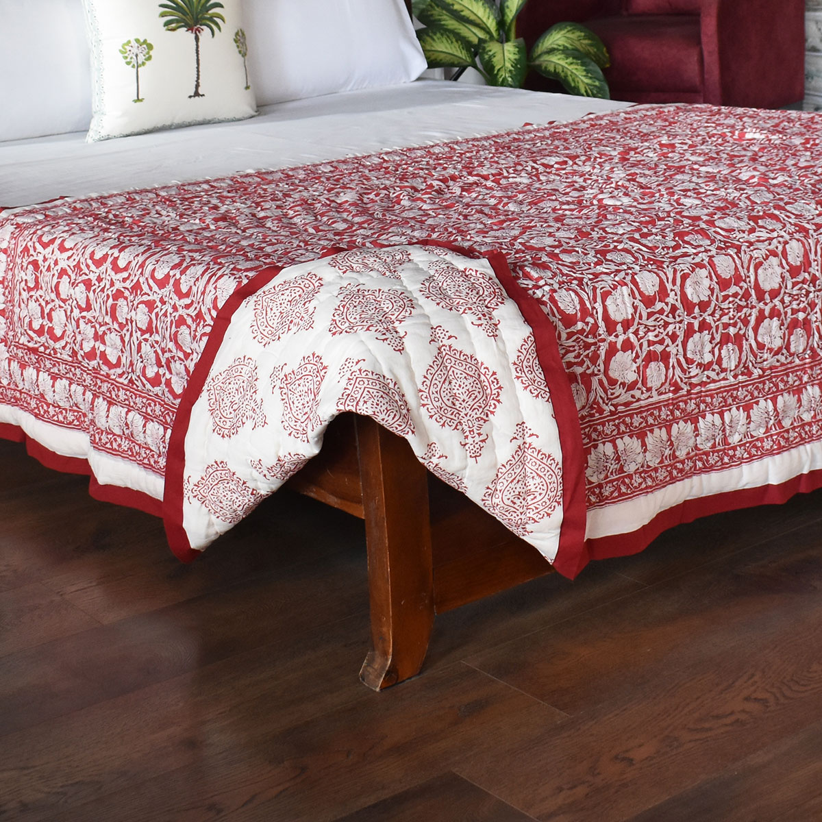 Hand Block Printed Cotton Twin Size Quilt Bauhaus Lolipop 502191