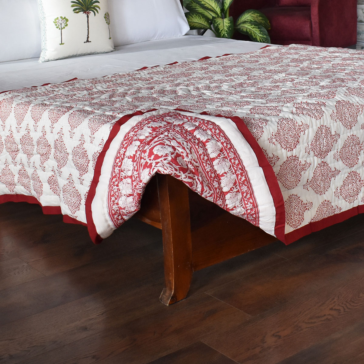 Hand Block Printed Cotton Twin Size Quilt Bauhaus Lolipop 502191