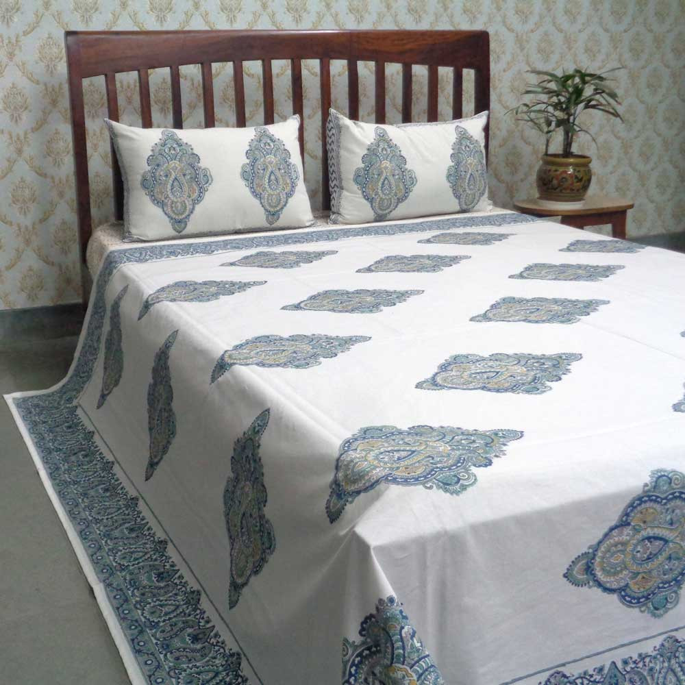 Cotton Block Printed Queen Size Bedspread Badi Mohar 101276