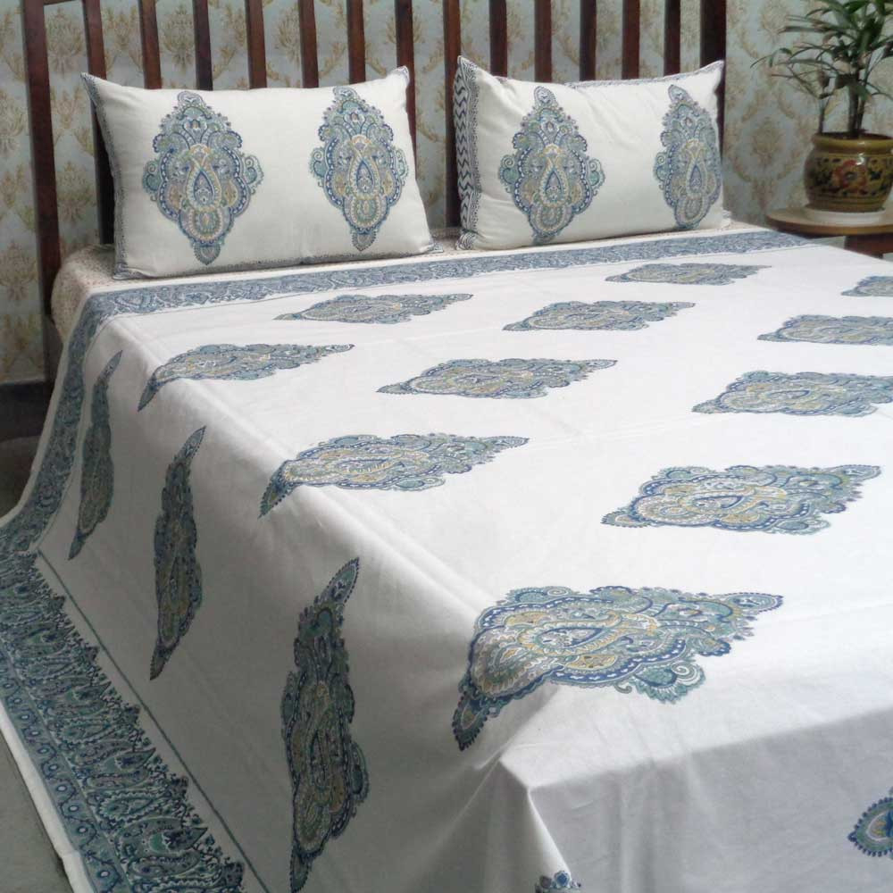 Cotton Block Printed Queen Size Bedspread Badi Mohar 101276