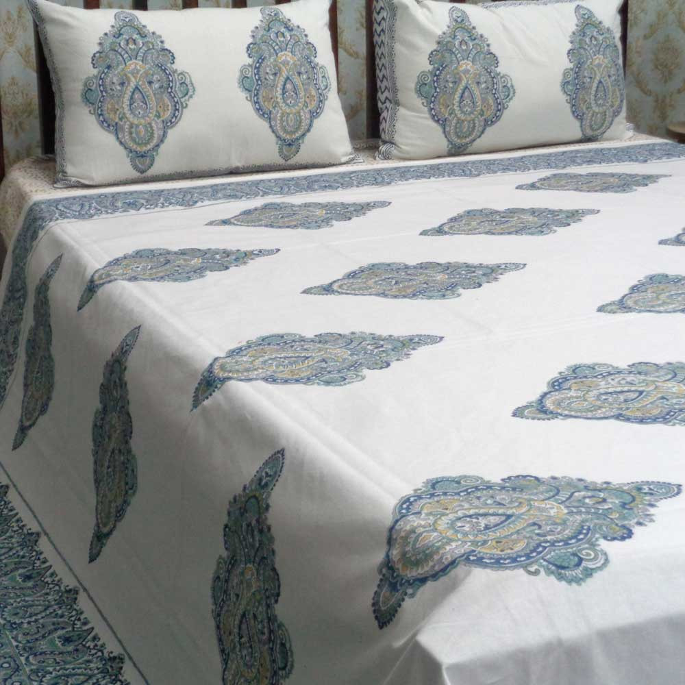 Cotton Block Printed Queen Size Bedspread Badi Mohar 101276