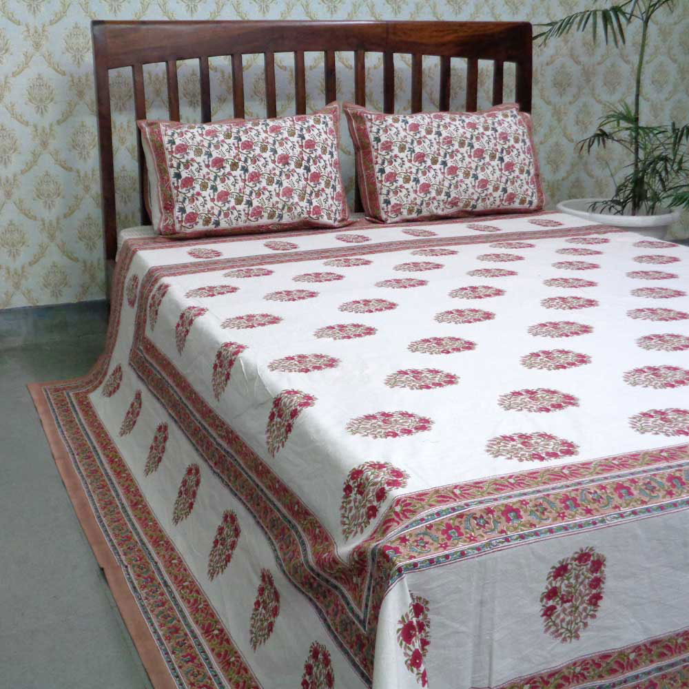 Cotton Block Printed Queen Size Bedspread Genda Boota 105889