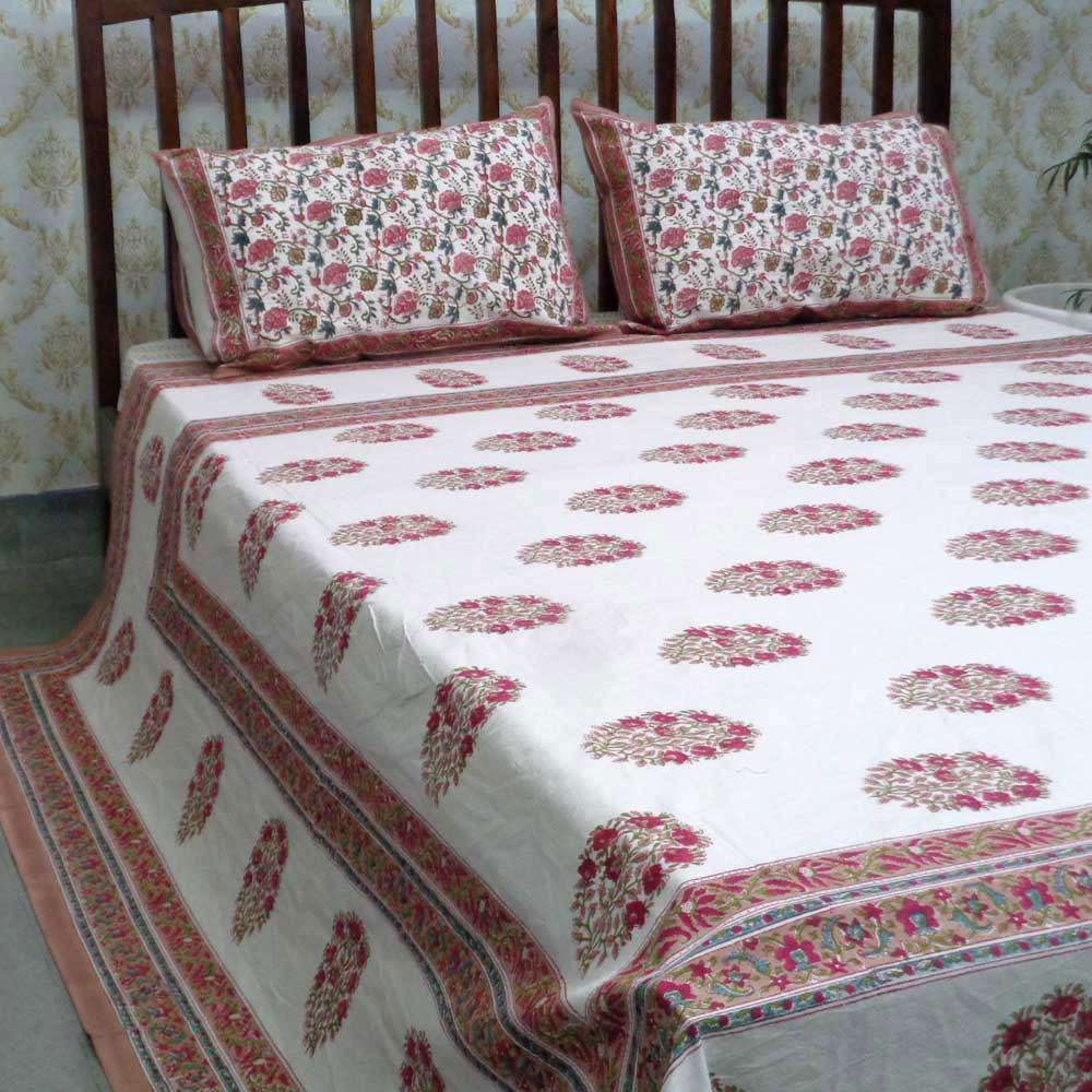 Cotton Block Printed Queen Size Bedspread Genda Boota 105889