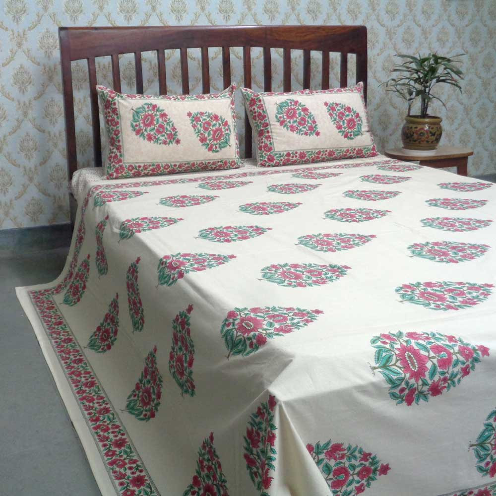 Cotton Block Printed Queen Size Bedspread Patti Boota Lal 101326