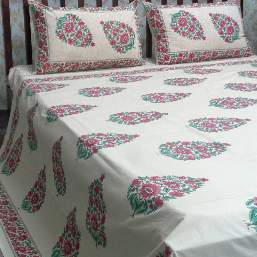 Cotton Block Printed Queen Size Bedspread  Patti Boota Lal 101326
