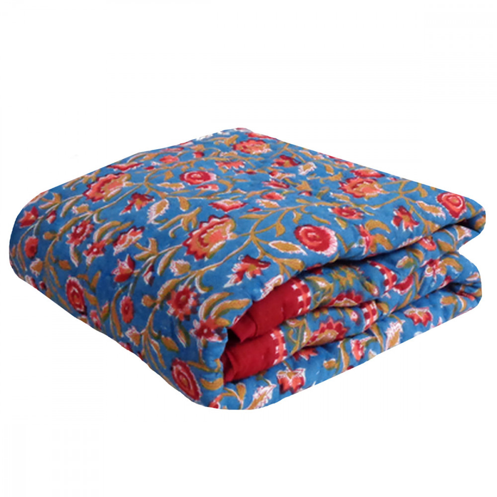 Image of Hand Block Printed Baby Quilt – 100x140 cm Jaipur Razai | Kashida Gud 302011