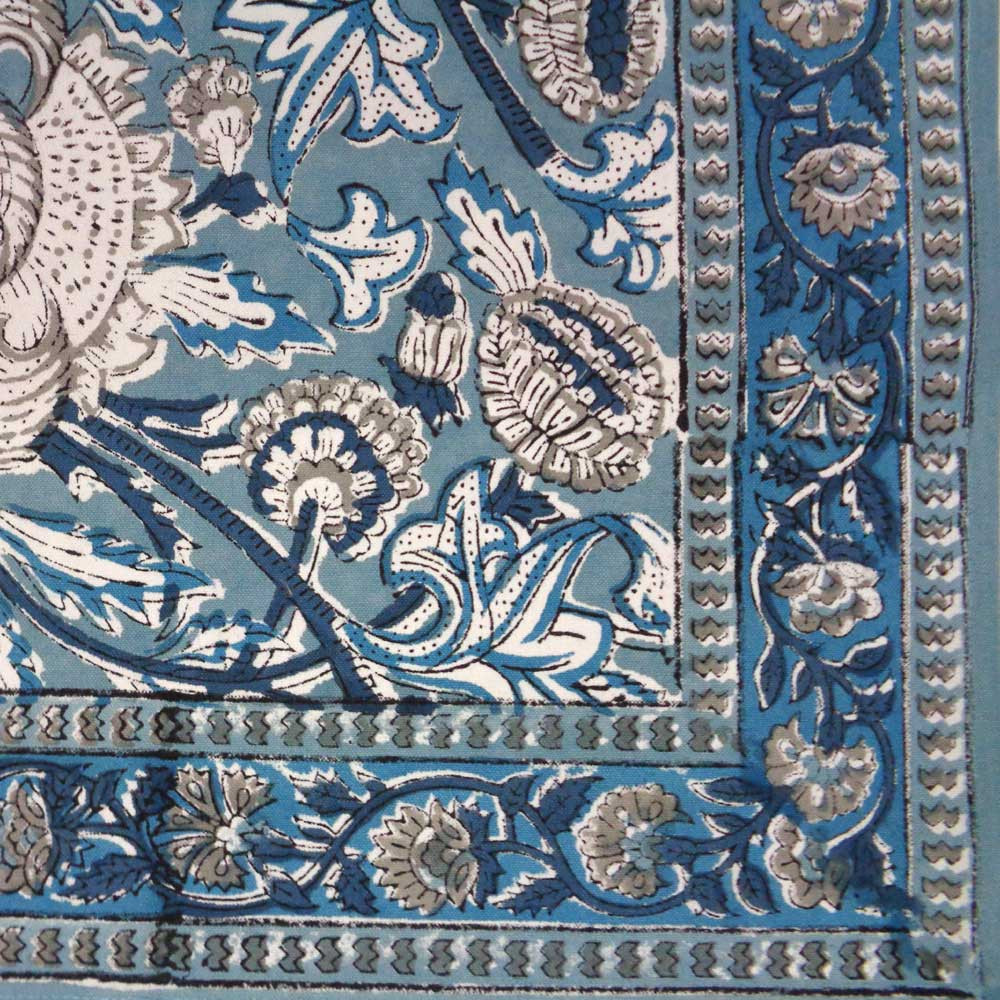Hand Block Printed Cotton Canvas Table Mat 32x48 cms Set of 2 Table mats  Amarnath Grey Gud 108994