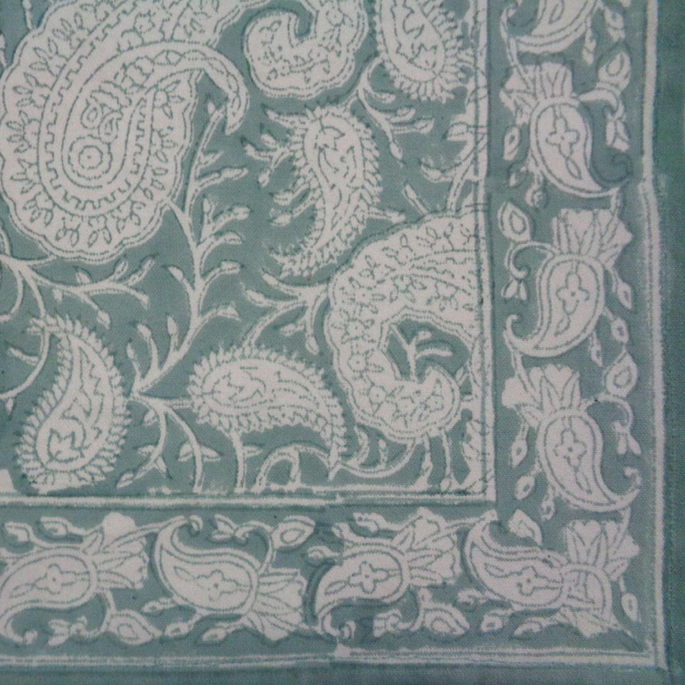 Hand Block Printed Cotton Canvas Table Mat 32x48 cms Set of 2 Table mats Ambi Mineral Blue Gud 201582
