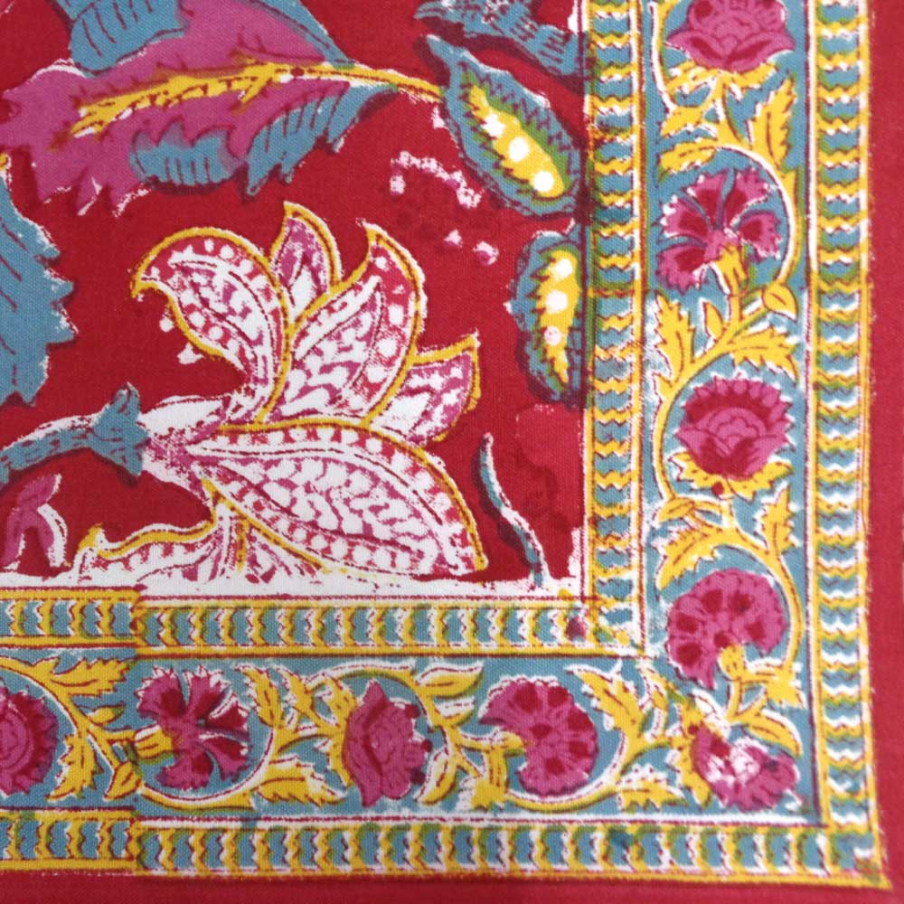 Hand Block Printed Cotton Canvas Table Mat 32x48 cms Set of 2 Table mats  Anarkali Red Gud 201397