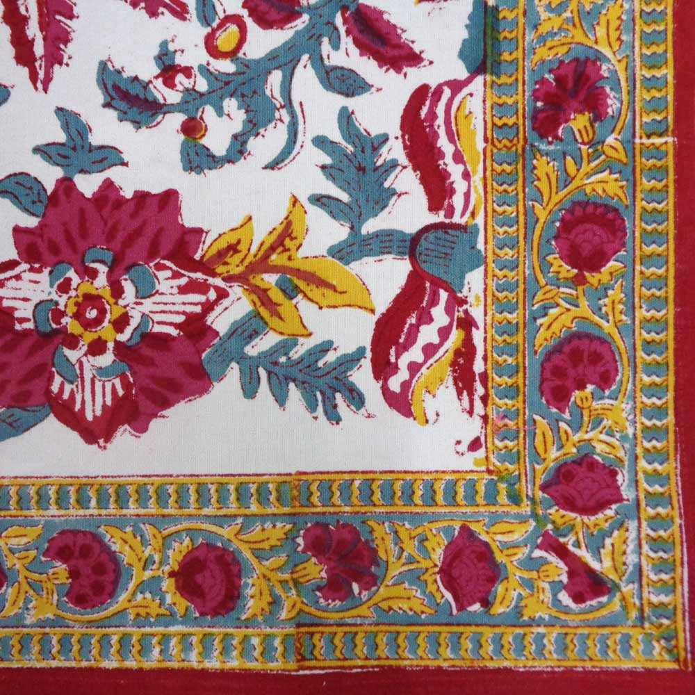 Hand Block Printed Cotton Canvas Table Mat 32x48 cms Set of 2 Table mats  Anarkali Red Open 200652