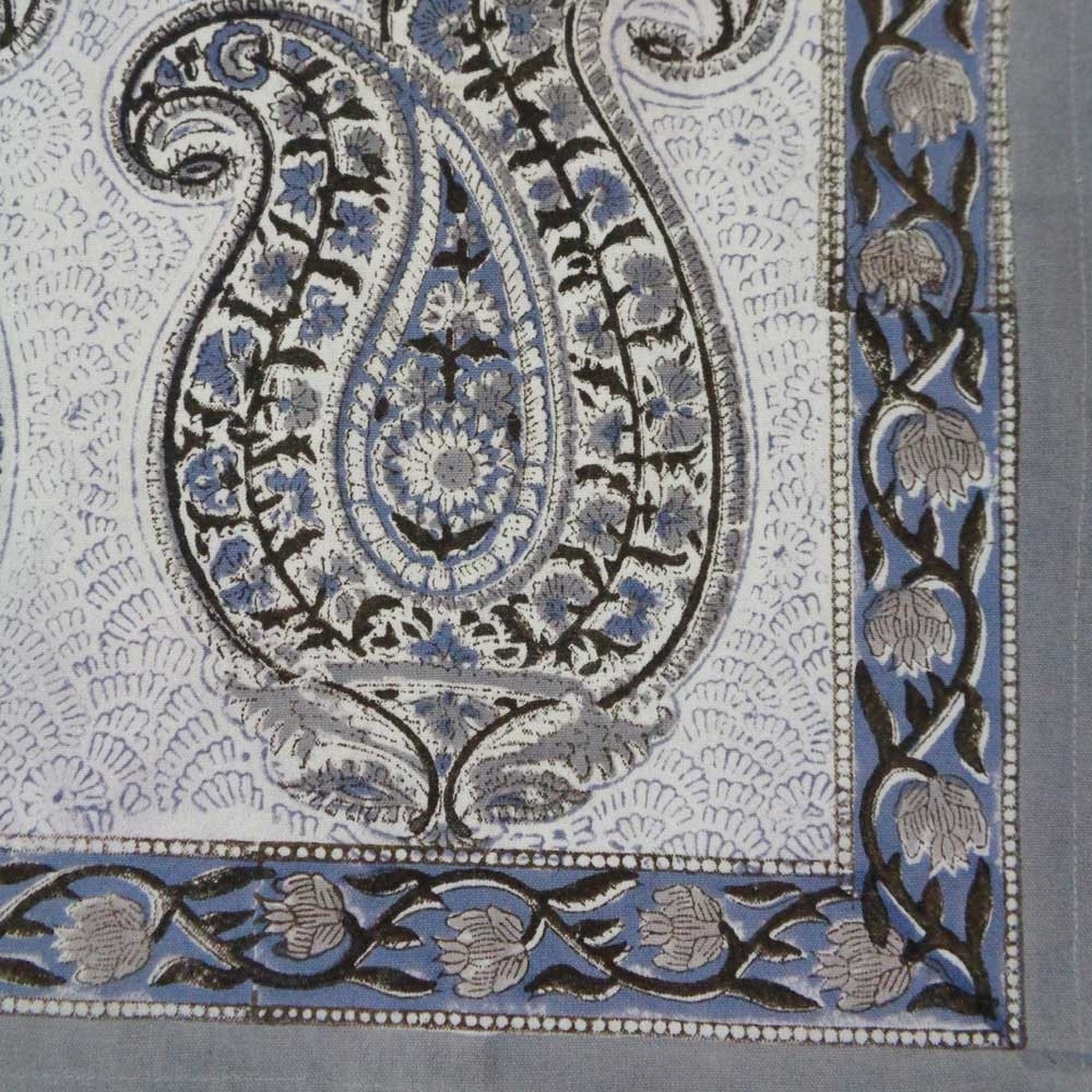 Hand Block Printed Cotton Canvas Table Mat 32x48 cms Set of 2 Table mats  Big Paisley Brown 200021