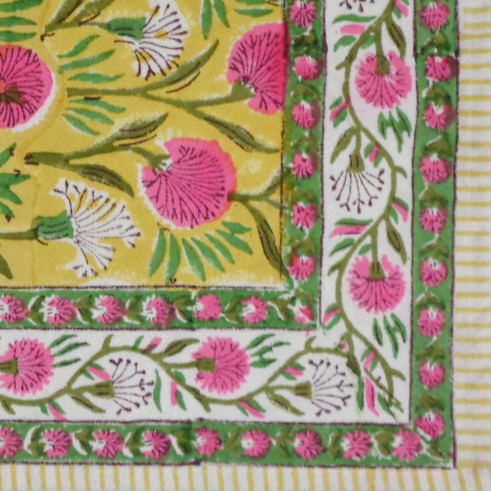 Hand Block Printed Cotton Canvas Table Mat 32x48 cms Set of 2 Table mats  Desert Blossom Pink Gud 205220