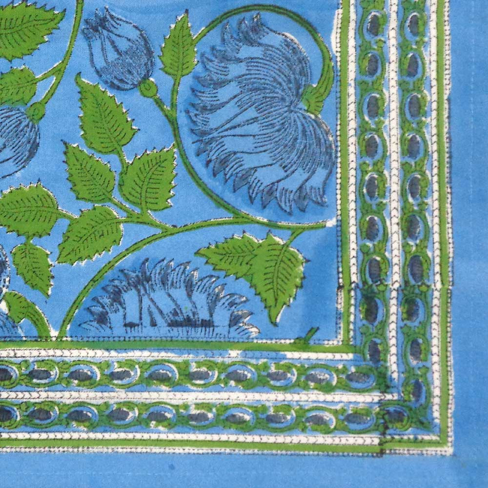 Hand Block Printed Cotton Canvas Table Mat 32x48 cms Set of 2 Table mats  Kamal Aqua Gud 206678