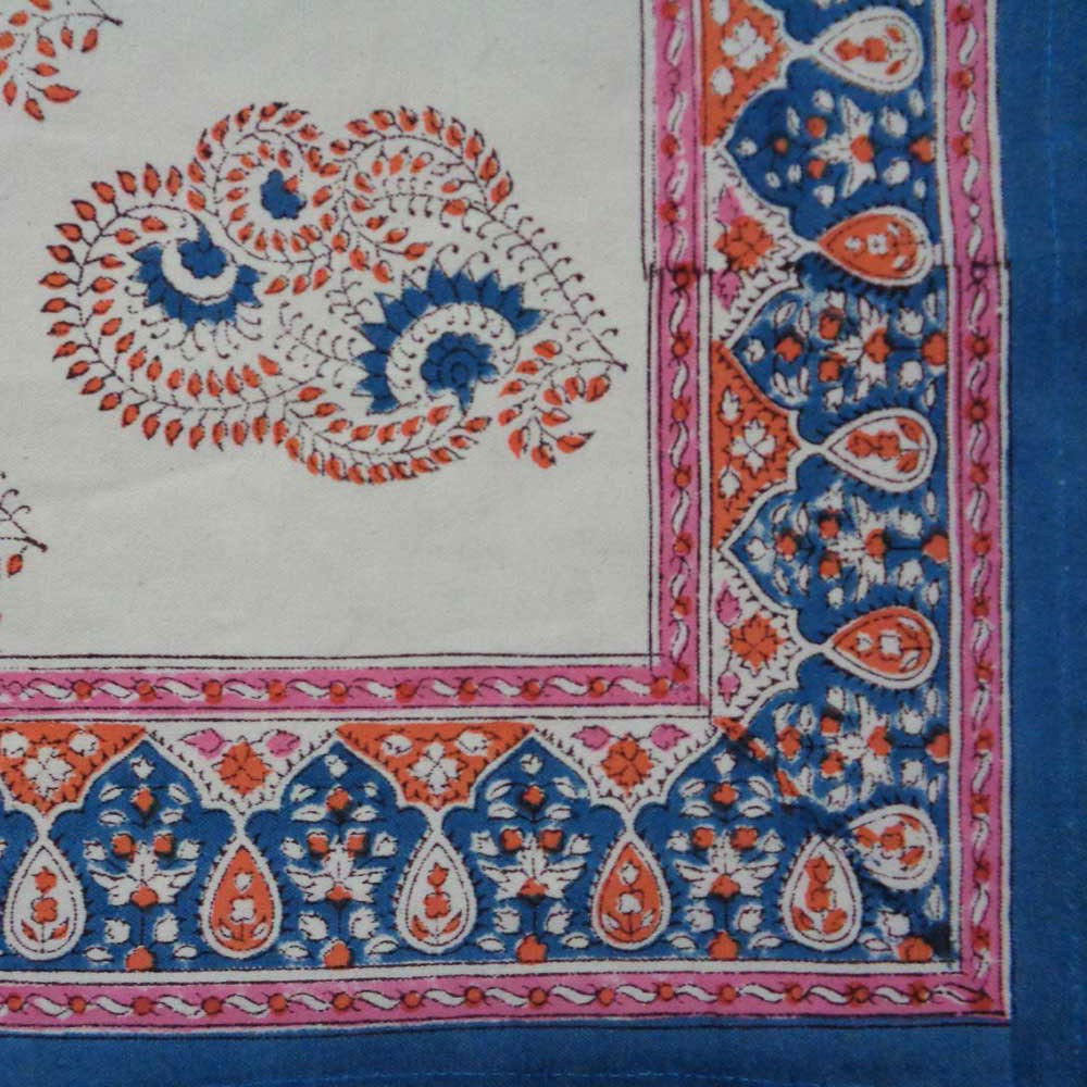 Hand Block Printed Cotton Canvas Table Mat 32x48 cms Set of 2 Table mats  Kusum Gulabi Boota 205379