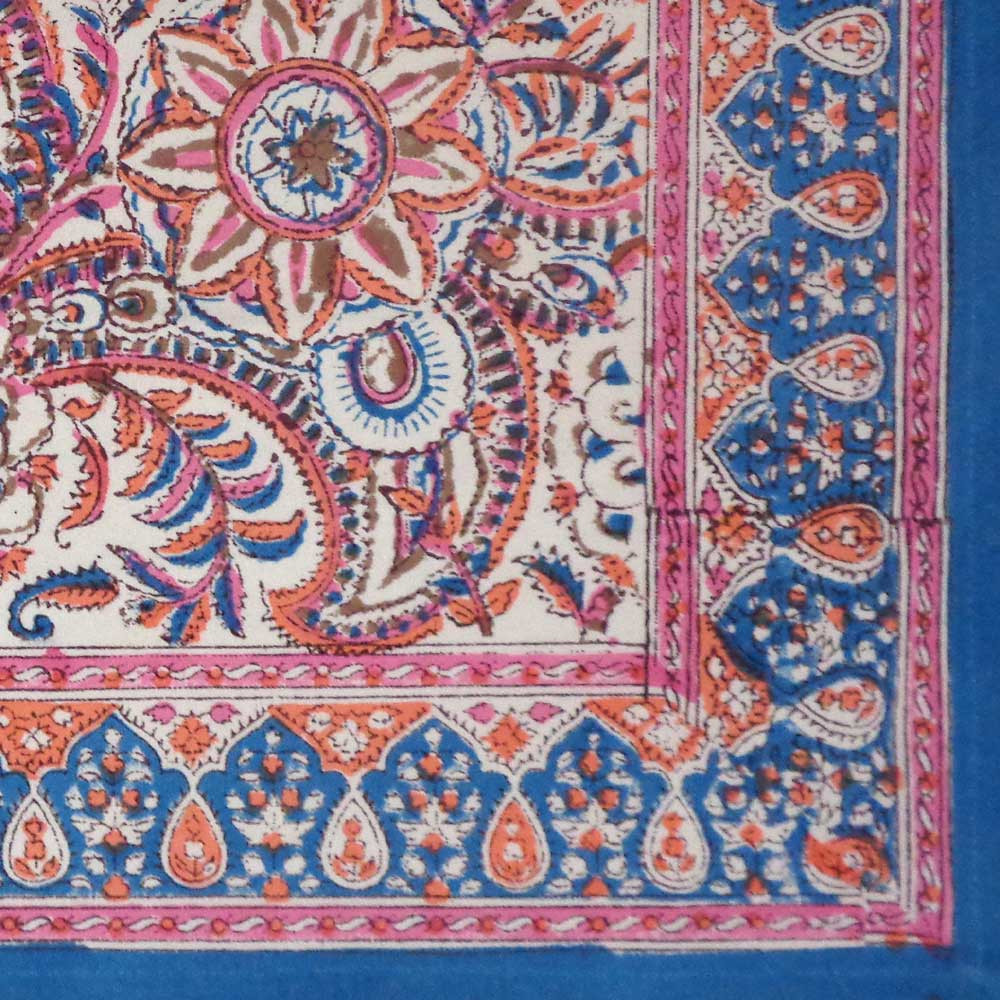 Hand Block Printed Cotton Canvas Table Mat 32x48 cms Set of 2 Table mats  Kusum Gulabi Jaal 106025