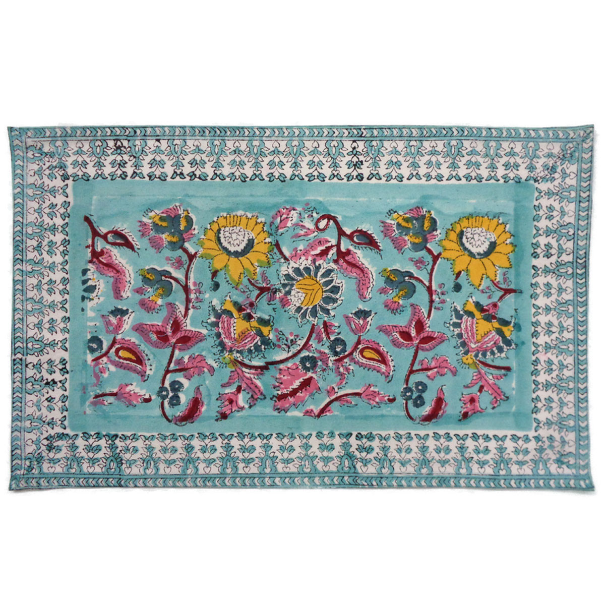 Hand Block Printed Cotton Canvas Table Mat 32x48 cms Set of 2 Table mats  Phuljhari Jade Gud 602160