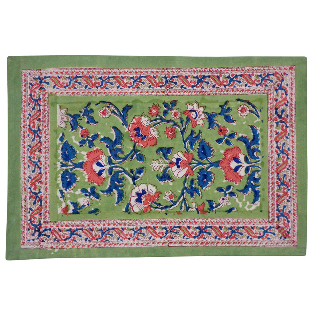 Hand Block Printed Cotton Canvas Table Mat 32x48 cms Set of 2 Table mats  Rukhsana Jade Gud 204222