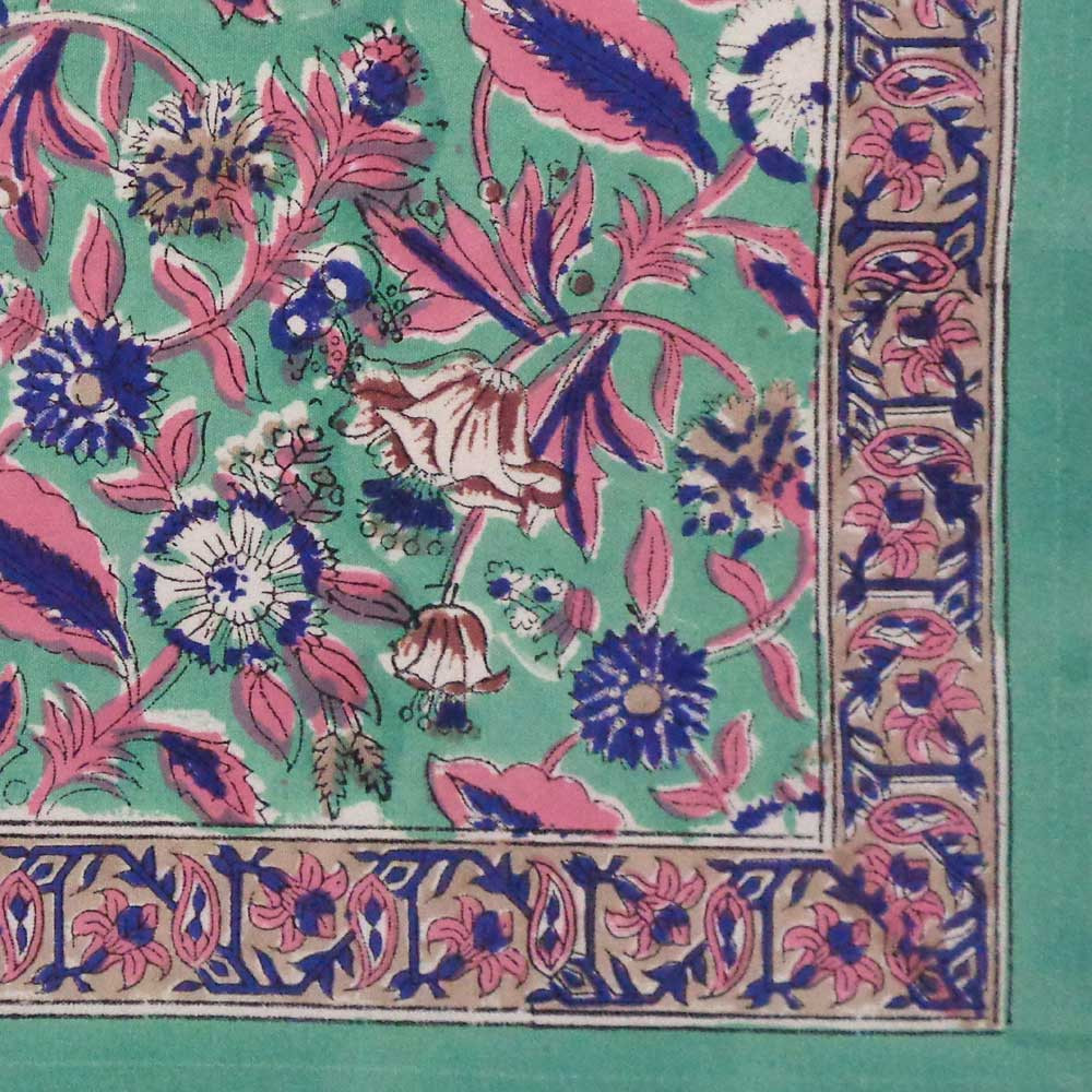 Hand Block Printed Cotton Canvas Table Mat 32x48 cms Set of 2 Table mats  Wild Flower Ocean Gud 207948