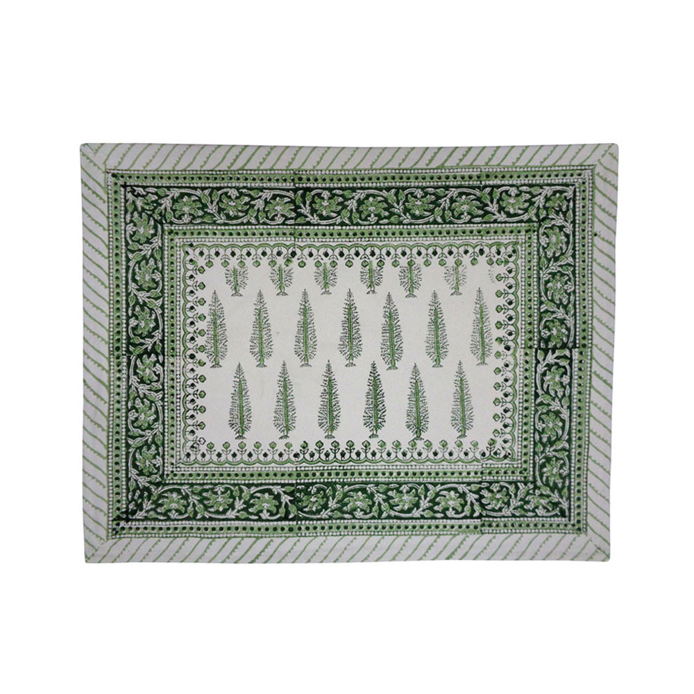 Hand Block Printed Cotton Canvas Table Mat 32x48 cms Set of 2 Table mats  Winter Fall Tree Vineyard 302395