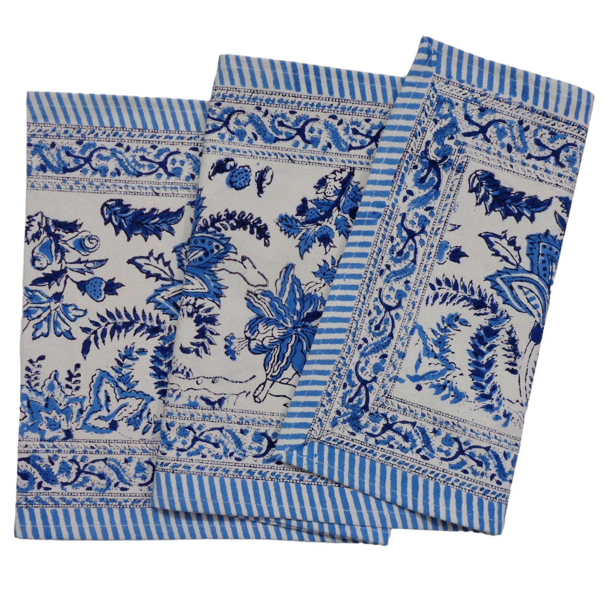 Hand Block Printed Cotton Canvas Table Runner 33x170 cms  Bela Palace Blue 601088