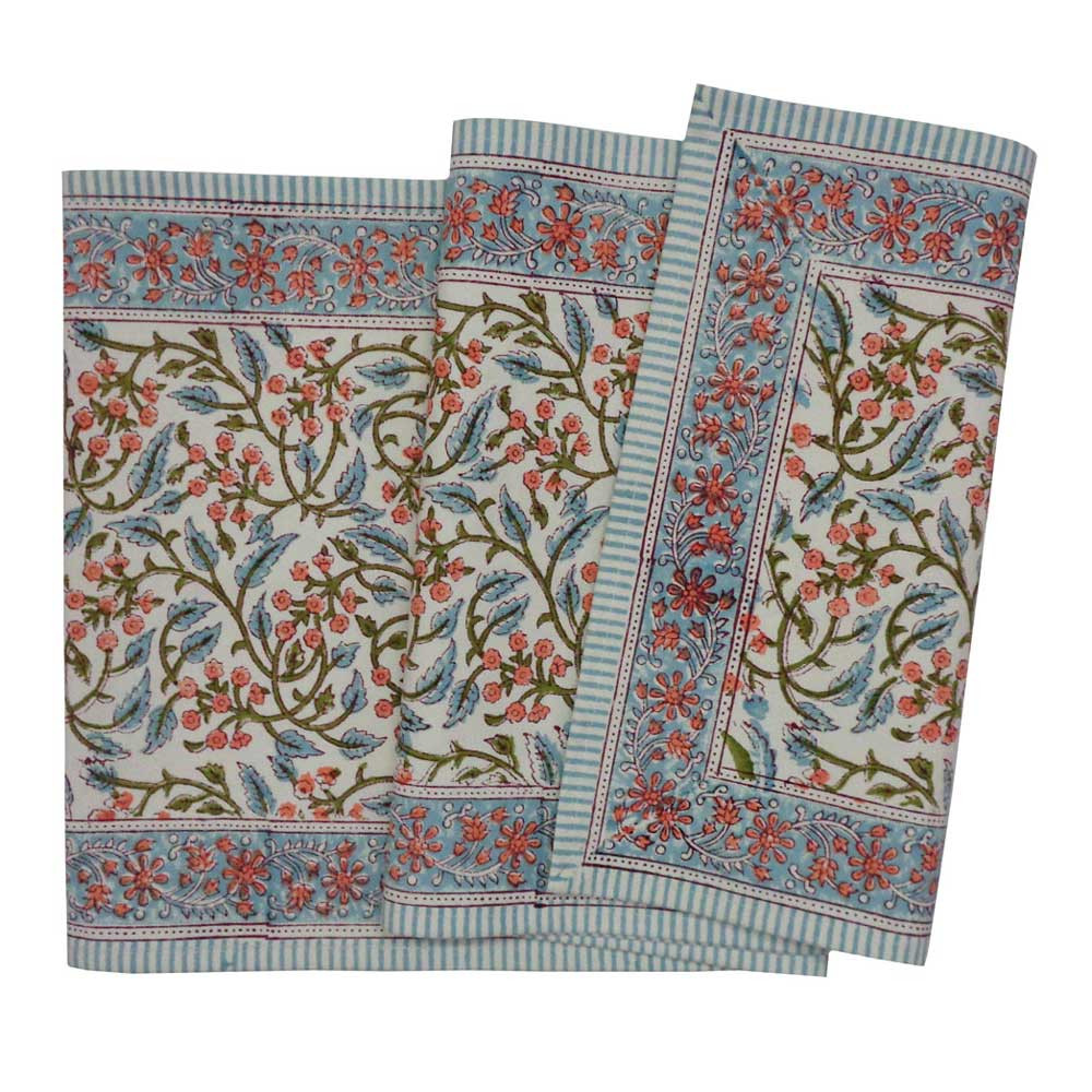 Image of Hand Block Printed Cotton Canvas Table Runner 33x170 cms | Berry Pink 106128