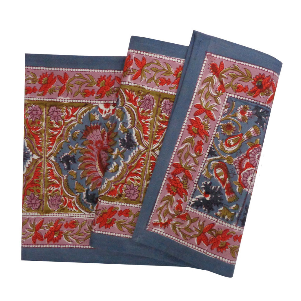 Hand Block Printed Cotton Canvas Table Runner 33x170 cms  Bird Of Paradise Gud 204347