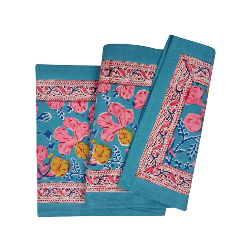 Image of Hand Block Printed Cotton Canvas Table Runner 33x170 cms | Gulmohar Gud 205257