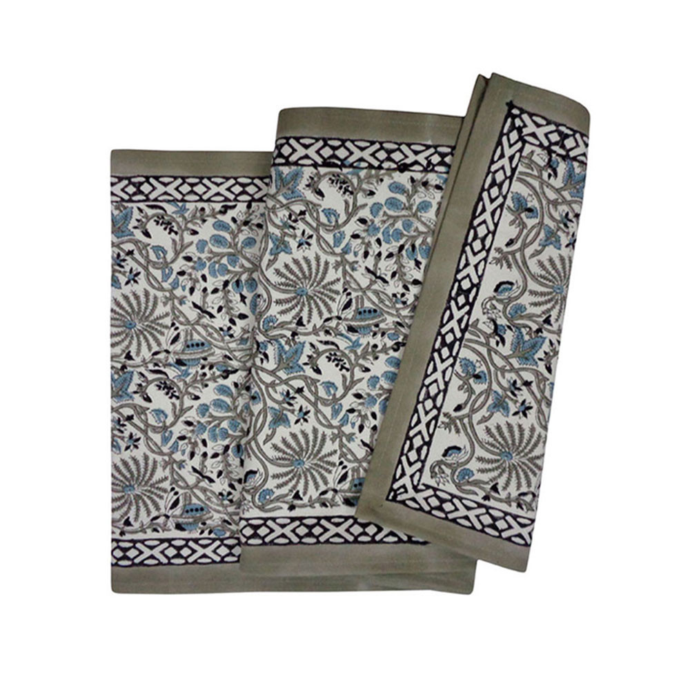 Hand Block Printed Cotton Canvas Table Runner 33x170 cms  Passion Flower 108709