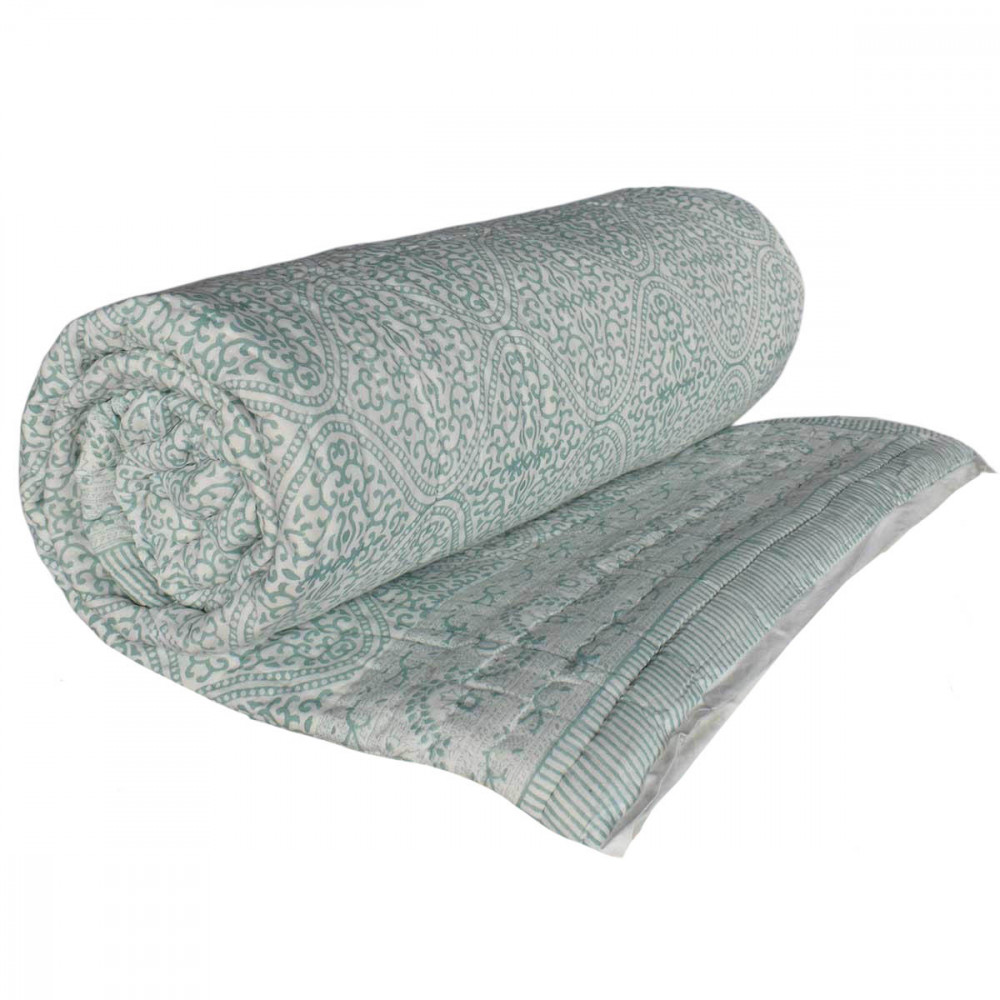 Image of Hand Block Printed Cotton King Size Quilt | 202216