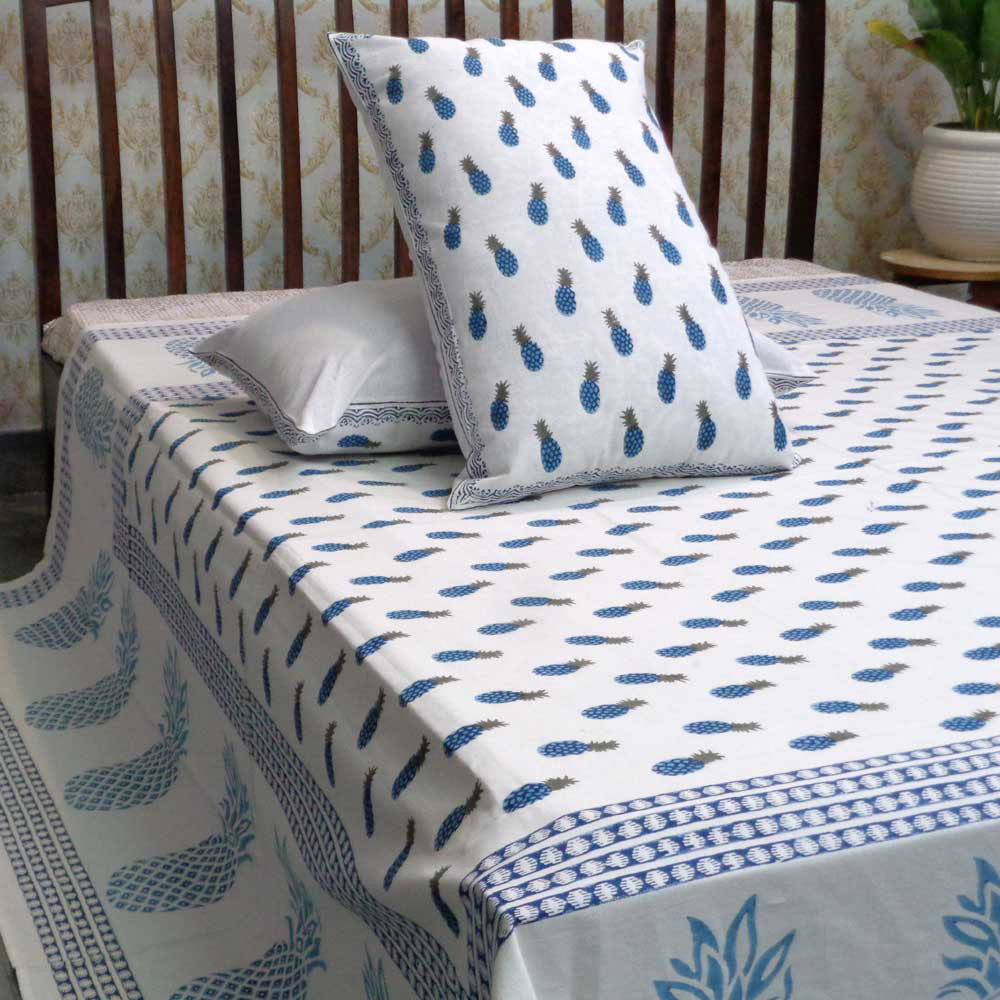 Hand Block Printed Cotton Queen Size Bedspread  101381