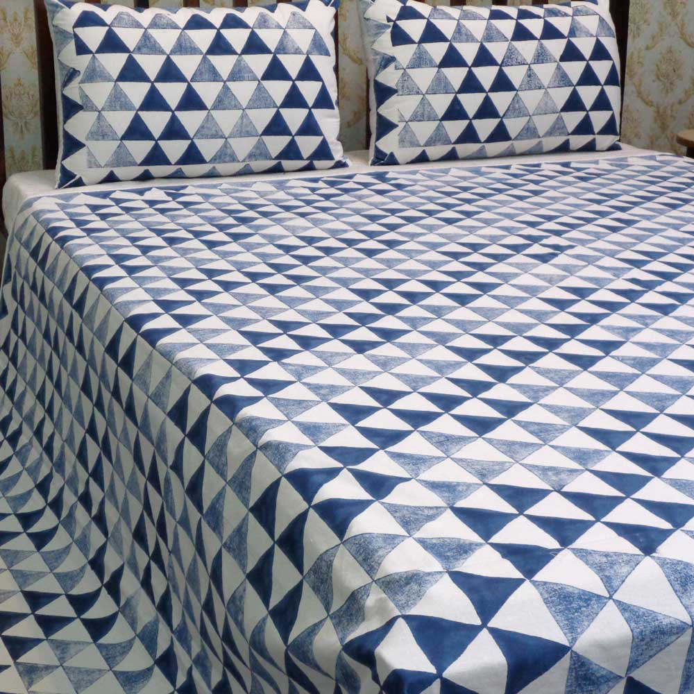 Hand Block Printed Cotton Queen Size Bedspread 103331