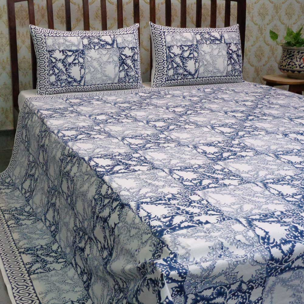 Hand Block Printed Cotton Queen Size Bedspread 103340