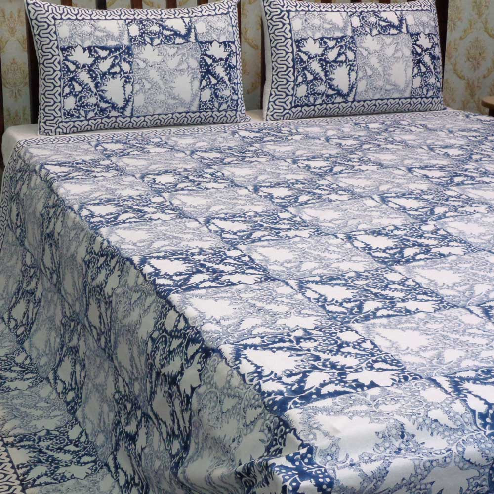 Hand Block Printed Cotton Queen Size Bedspread 103340