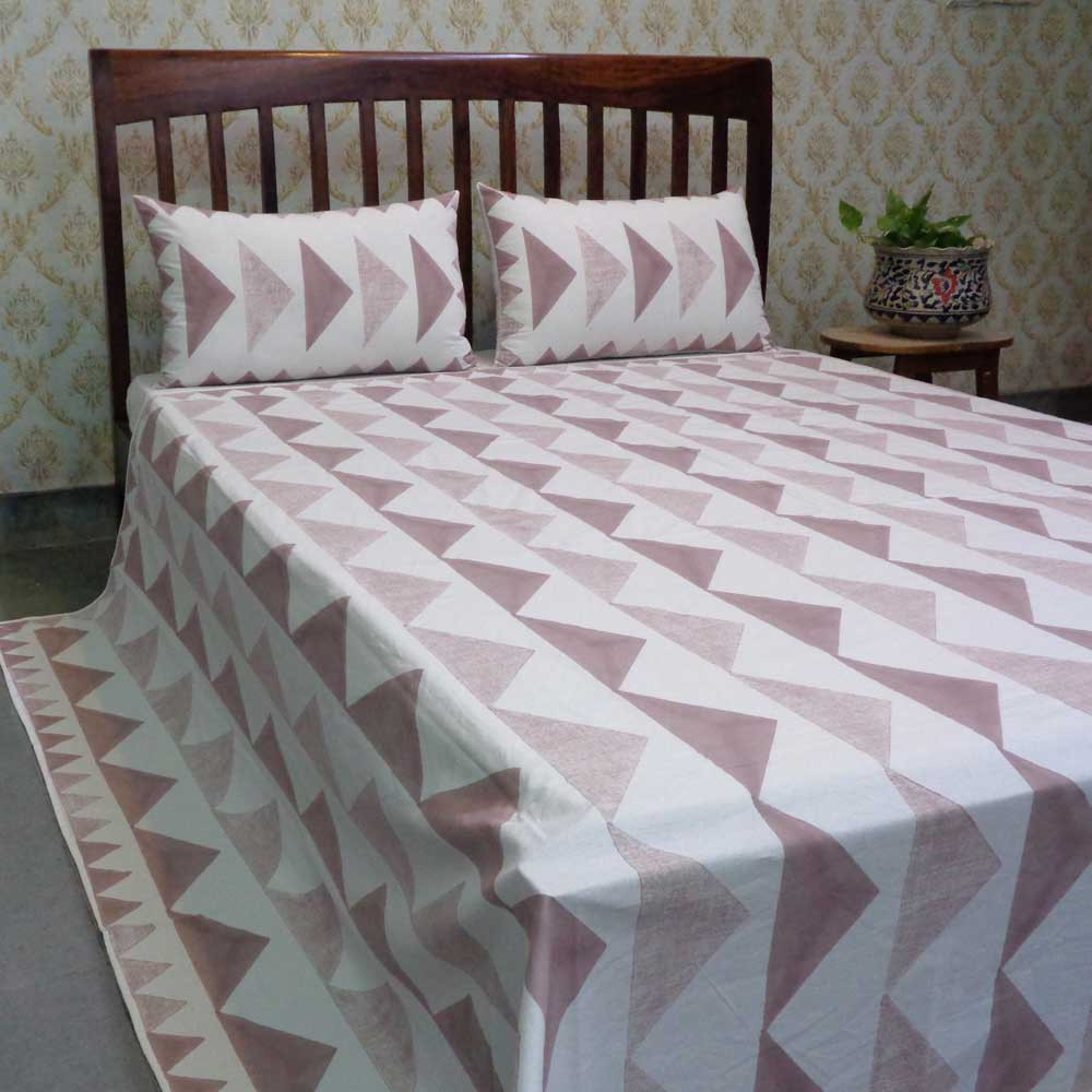 Hand Block Printed Cotton Queen Size Bedspread 103356