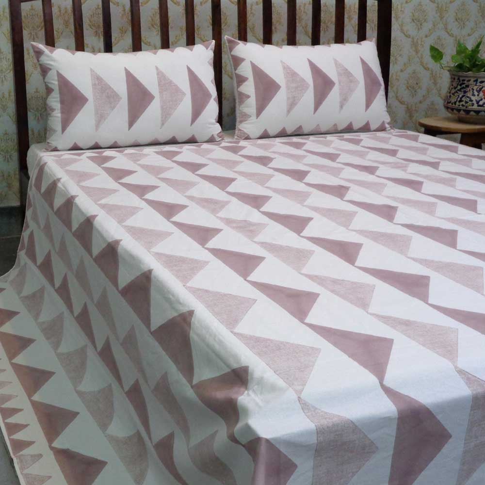 Hand Block Printed Cotton Queen Size Bedspread 103356