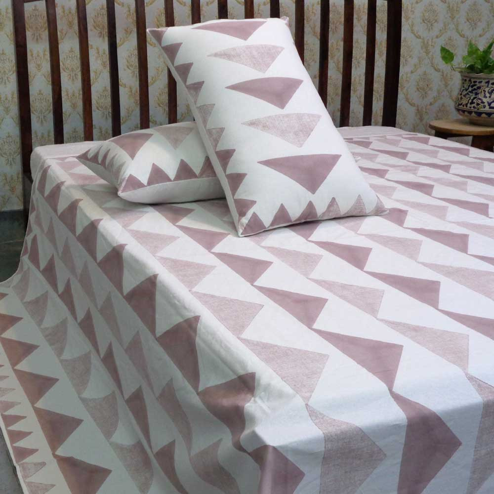 Hand Block Printed Cotton Queen Size Bedspread 103356