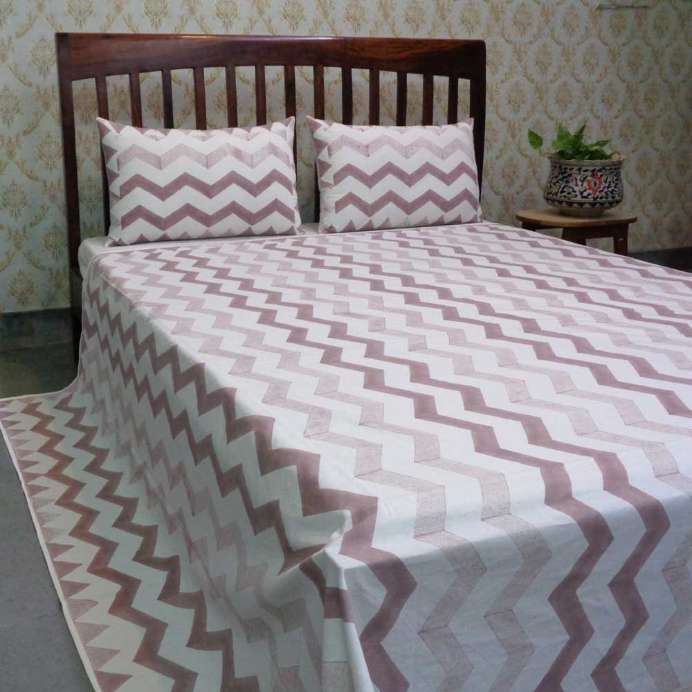 Hand Block Printed Cotton Queen Size Bedspread 103367