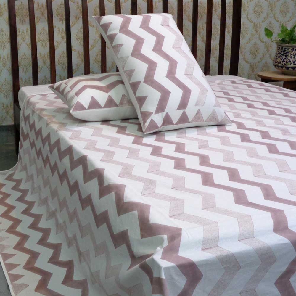 Hand Block Printed Cotton Queen Size Bedspread 103367