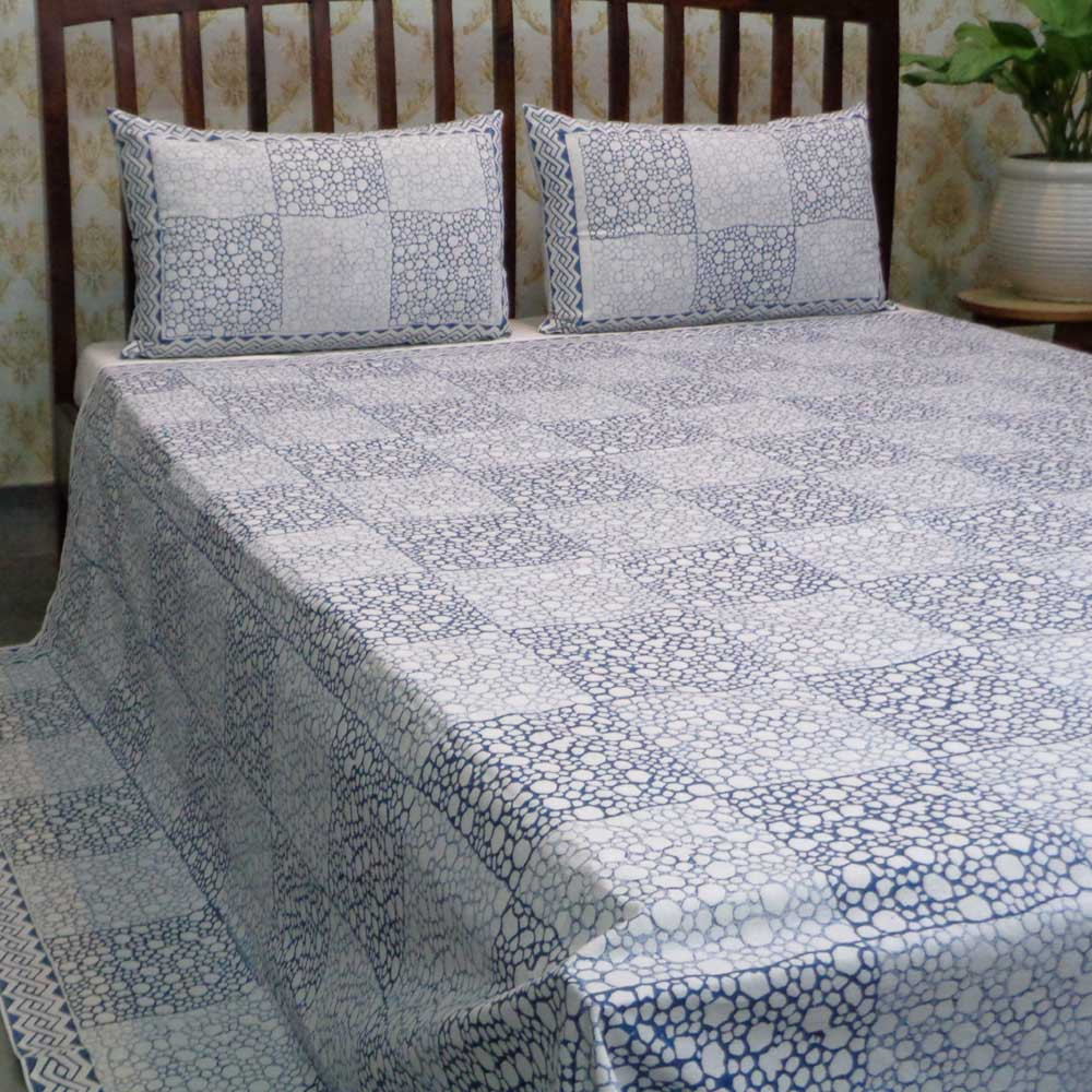 Hand Block Printed Cotton Queen Size Bedspread 104450
