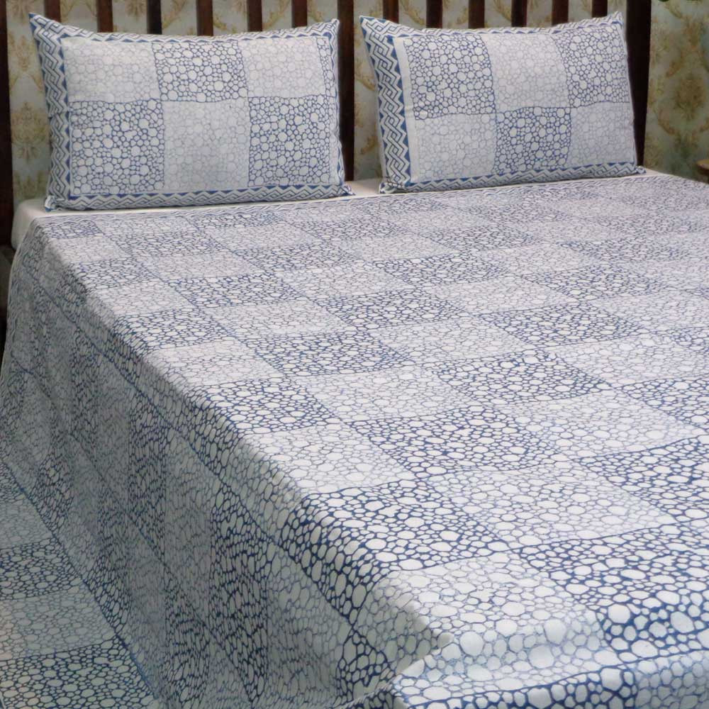 Hand Block Printed Cotton Queen Size Bedspread 104450