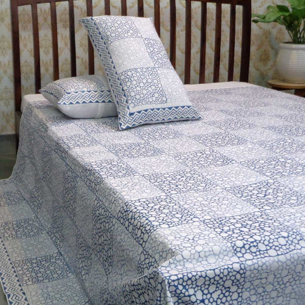 Hand Block Printed Cotton Queen Size Bedspread  104450