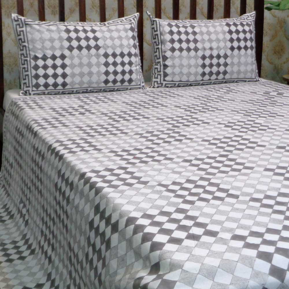 Hand Block Printed Cotton Queen Size Bedspread 104468