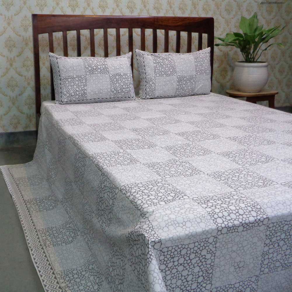 Hand Block Printed Cotton Queen Size Bedspread 104497