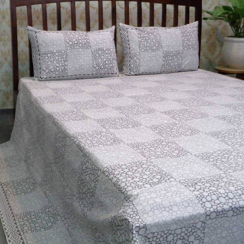 Hand Block Printed Cotton Queen Size Bedspread 104497