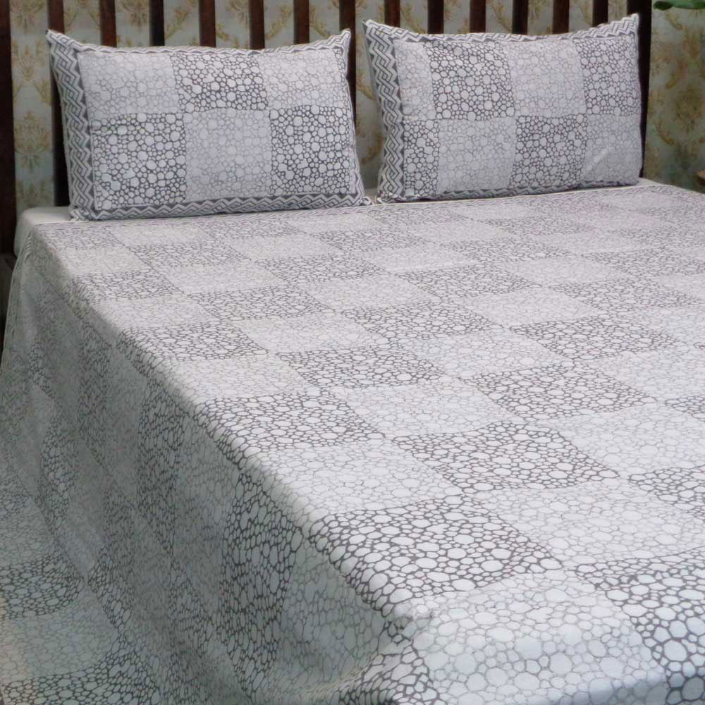 Hand Block Printed Cotton Queen Size Bedspread 104497