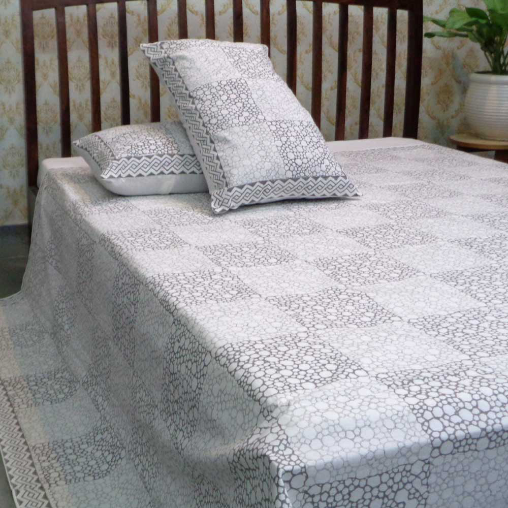 Hand Block Printed Cotton Queen Size Bedspread  104497